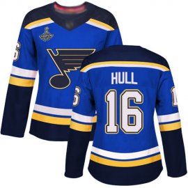 Adidas St. Louis Blues #16 Brett Hull Blue Home Authentic Stanley Cup Champions Womens Stitched NHL Jersey