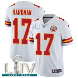 Nike Kansas City Chiefs #17 Mecole Hardman White Super Bowl LIV 2020 Mens Stitched NFL Vapor Untouchable Limited Jersey