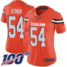 Nike Cleveland Browns #54 Olivier Vernon Orange Alternate Womens Stitched NFL 100th Season Vapor Limited Jersey