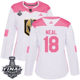 Adidas Vegas Golden Knights #18 James Neal White/Pink Authentic Fashion 2018 Stanley Cup Final Womens Stitched NHL Jersey