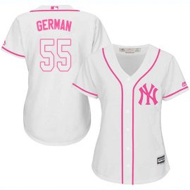 New York Yankees #55 Domingo German White/Pink Fashion Womens Stitched MLB Jersey