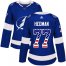 Adidas Tampa Bay Lightning #77 Victor Hedman Blue Home Authentic USA Flag Womens Stitched NHL Jersey