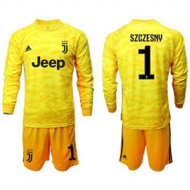 Juventus #1 Szczesny Yellow Goalkeeper Long Sleeves Soccer Club Jersey