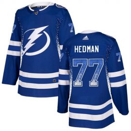 Adidas Tampa Bay Lightning #77 Victor Hedman Blue Home Authentic Drift Fashion Stitched NHL Jersey