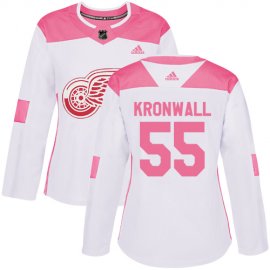 Adidas Detroit Red Wings #55 Niklas Kronwall White/Pink Authentic Fashion Womens Stitched NHL Jersey