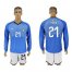 Italy #21 Pirlo Blue Home Long Sleeves Soccer Country Jersey