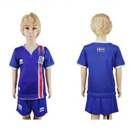 Iceland Blank Home Kid Soccer Country Jersey