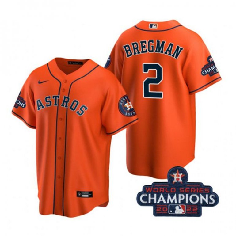 Astros 2 Alex Bregman Orange 2022 World Series Champions Cool Base Jersey Astros 2 Alex Bregman Orange 2022 World Series Champions Cool Base Jersey