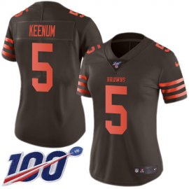 Nike Cleveland Browns #5 Case Keenum Brown Womens Stitched NFL Limited Rush 100th Season Jersey