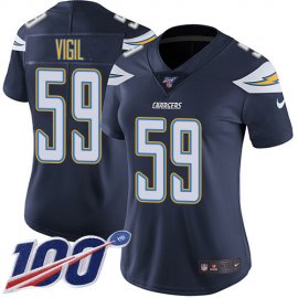 Nike Los Angeles Chargers #59 Nick Vigil Navy Blue Team Color Womens Stitched NFL 100th Season Vapor Untouchable Limited Jersey