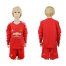 Manchester United Blank Red Goalkeeper Long Sleeves Kid Soccer Club Jersey