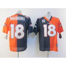 Nike Denver Broncos #18 Peyton Manning Orange/Navy Blue Mens Stitched NFL Elite Split Jersey