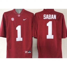 Crimson Tide #1 Nick Saban Red Stitched NCAA Jersey
