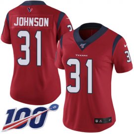 Nike Houston Texans #31 David Johnson Red Alternate Womens Stitched NFL 100th Season Vapor Untouchable Limited Jersey