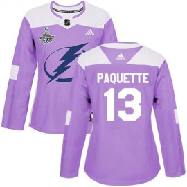 Adidas Tampa Bay Lightning #13 Cedric Paquette Purple Authentic Fights Cancer Womens 2020 Stanley Cup Champions Stitched NHL Jersey