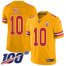 Nike Kansas City Chiefs #10 Tyreek Hill Gold Mens Stitched NFL Limited Inverted Legend 100th Season Jersey