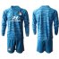 Lyon Blank Blue Goalkeeper Long Sleeves Soccer Club Jersey