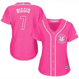 Houston Astros #7 Craig Biggio Pink Fashion Womens Stitched MLB Jersey