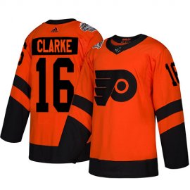 Adidas Philadelphia Flyers #16 Bobby Clarke Orange Authentic 2019 Stadium Series Womens Stitched NHL Jersey