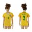 Womens Brazil #3 Miranda Home Soccer Country Jersey