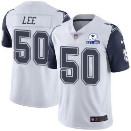 Nike Dallas Cowboys #50 Sean Lee White Mens Stitched With Established In 1960 Patch NFL Limited Rush Jersey