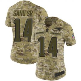 Nike New England Patriots #14 Mohamed Sanu Sr Camo Womens Stitched NFL Limited 2018 Salute to Service Jersey