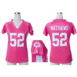 Nike Green Bay Packers #52 Clay Matthews Pink Draft Him Name & Number Top Womens Stitched NFL Elite Jersey
