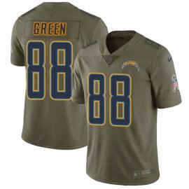 Nike Los Angeles Chargers #88 Virgil Green Olive Mens Stitched NFL Limited 2017 Salute To Service Jersey