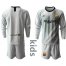 Barcelona Blank Grey Goalkeeper Long Sleeves Kid Soccer Club Jersey