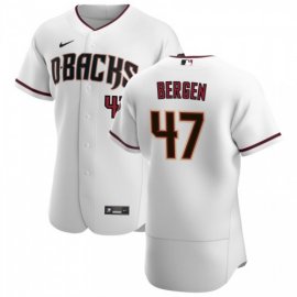 Arizona Diamondbacks #47 Travis Bergen Mens Nike White Crimson Authentic Home Team MLB Jersey
