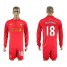 Liverpool #18 Moreno Home Long Sleeves Soccer Club Jersey