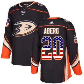 Adidas Anaheim Ducks #20 Pontus Aberg Black Home Authentic USA Flag Stitched NHL Jersey