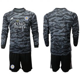 Leicester City Blank Black Goalkeeper Long Sleeves Soccer Club Jersey