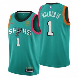Nike San Antonio Spurs #1 Lonnie Walker Mens 2022-23 City Edition NBA Jersey – Cherry Blossom Teal Mens