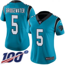 Nike Carolina Panthers #5 Teddy Bridgewater Blue Alternate Womens Stitched NFL 100th Season Vapor Untouchable Limited Jersey