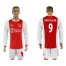 Ajax #9 Huntelaar Home Long Sleeves Soccer Club Jersey