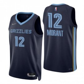 Nike Memphis Grizzlies #12 Ja Morant Navy Mens 2021-22 NBA 75th Anniversary Diamond Swingman Jersey – Icon Edition Mens