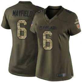 Nike Cleveland Browns #6 Baker Mayfield Green Womens Stitched NFL Limited 2015 Salute to Service Jersey
