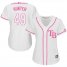 Tampa Bay Rays #49 Tommy Hunter White/Pink Fashion Womens Stitched MLB Jersey