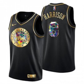Philadelphia Philadelphia 76ers #8 Shaquille Harrison Mens Golden Edition Diamond Logo 2021/22 Swingman Jersey – Black Mens