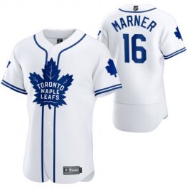 Toronto Maple Leafs #16 Mitchell Marner Mens 2020 NHL x MLB Crossover Edition Baseball Jersey White