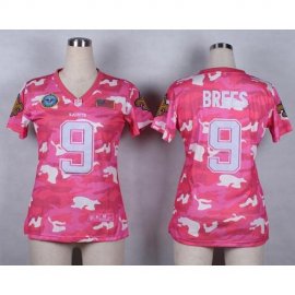 Nike New Orleans Saints #9 Drew Brees Pink Womens Stitched NFL Elite Camo Fashion Jersey