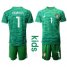 Belgium #1 Courtois Green Goalkeeper Kid Soccer Country Jersey