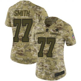 Nike Dallas Cowboys #77 Tyron Smith Camo Womens Stitched NFL Limited 2018 Salute to Service Jersey