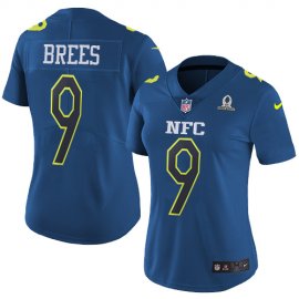 Nike New Orleans Saints #9 Drew Brees Navy Womens Stitched NFL Limited NFC 2017 Pro Bowl Jersey