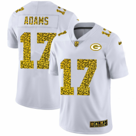 Green Bay Packers #17 Davante Adams Mens Nike Flocked Leopard Print Vapor Limited NFL Jersey White