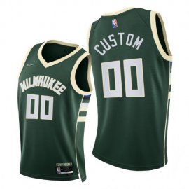 Nike Bucks Custom Mens 2021-22 75th Diamond Anniversary NBA Jersey Green