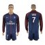 Paris Saint-Germain #7 Lucas Home Long Sleeves Soccer Club Jersey