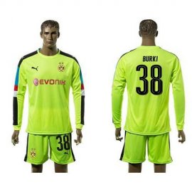 Dortmund #38 Burki Shiny Green Long Sleeves Goalkeeper Soccer Country Jersey