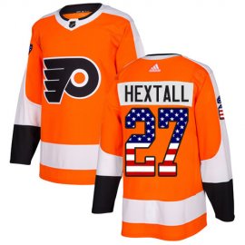 Adidas Philadelphia Flyers #27 Ron Hextall Orange Home Authentic USA Flag Stitched NHL Jersey